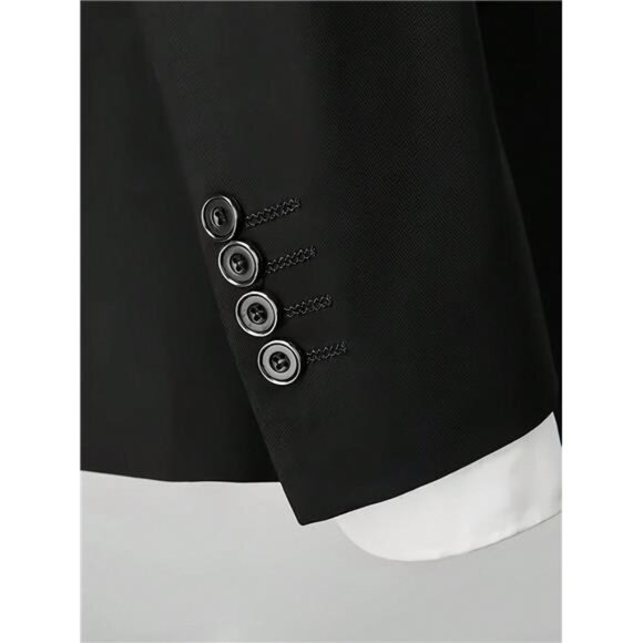 Men's 3-Piece Suit,    Suit Jacket + Vest + Trousers, Business Casual. BLACK - Picture 10 of 10